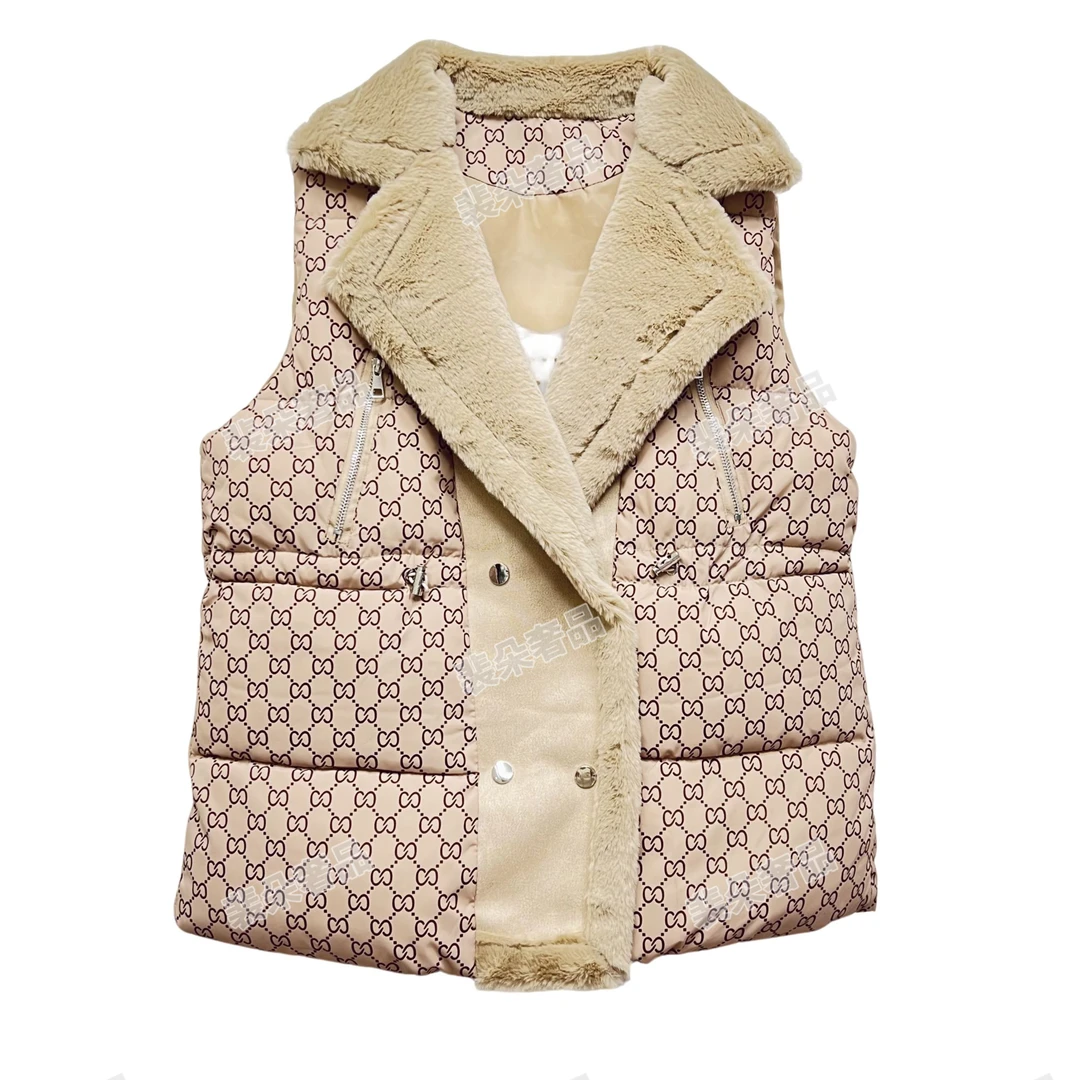 【宠粉专属】Y935轻奢翻领拼接马甲春秋女保暖外穿马夹时尚百搭