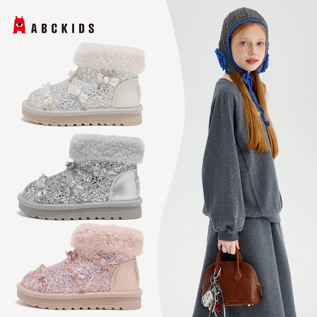 ABCkids【茂茂】儿童冬季加绒女童蝴蝶结中大童棉鞋SY553603813AX
