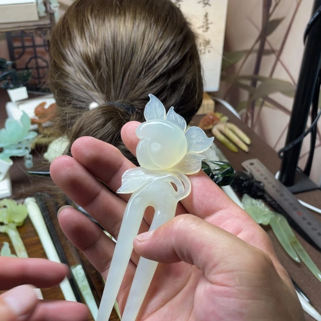 岫玉未镶嵌发饰发簪