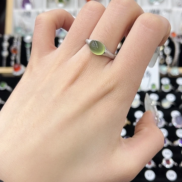 岫玉银S925镶嵌戒指