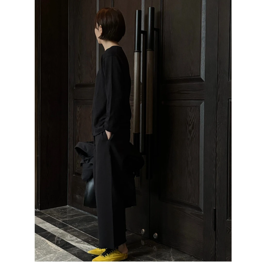 【 CoruumNema】2025夏季新款抽绳百搭黑色八分卷边卫裤180037