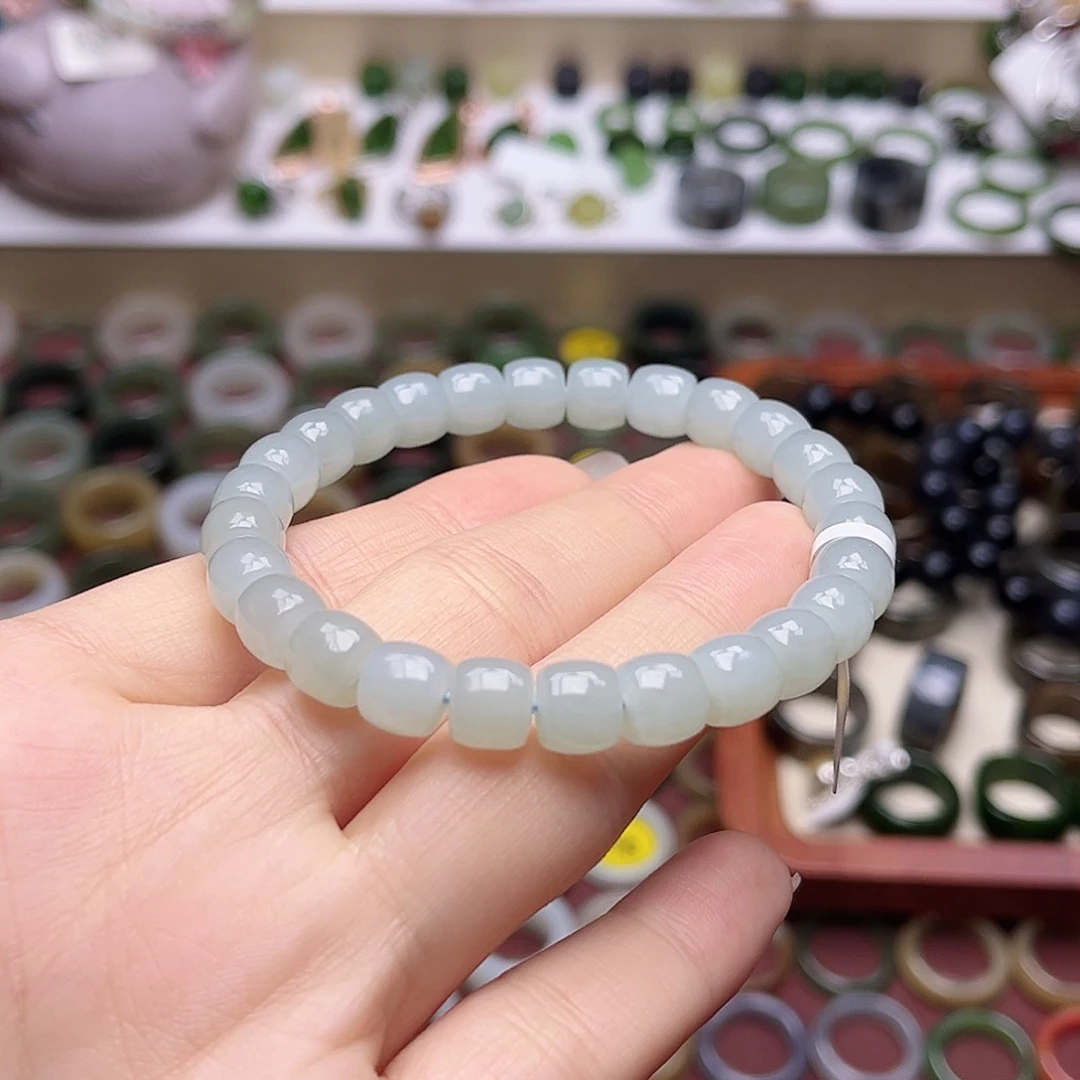 和田玉戒指未镶嵌卡8薄荷奶蓝