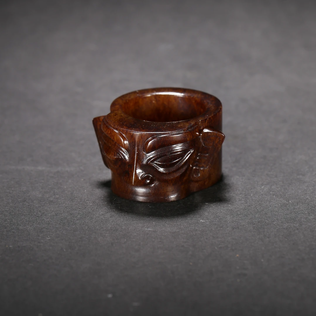 明代*人面纹玉韘/03SW4380/和田玉【北京文博】