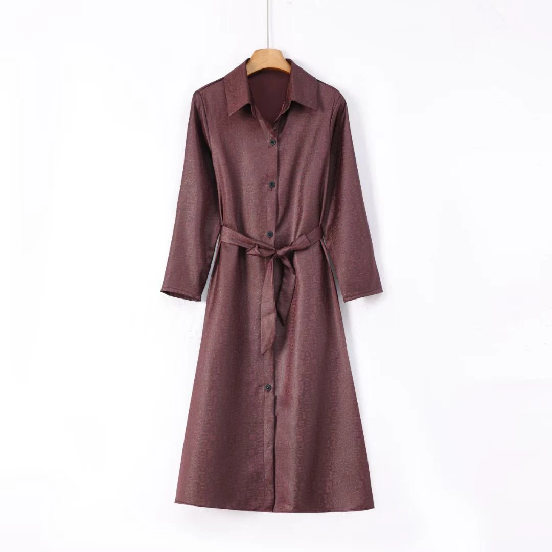 2052油皮波纹暗纹风衣外套