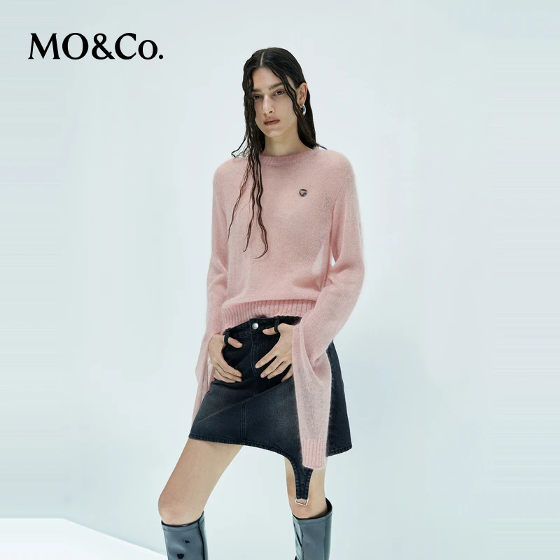 【赵老板专属】MOCO针织衫桑蚕丝马海毛精纺解构开叉长袖MBD3SWT019