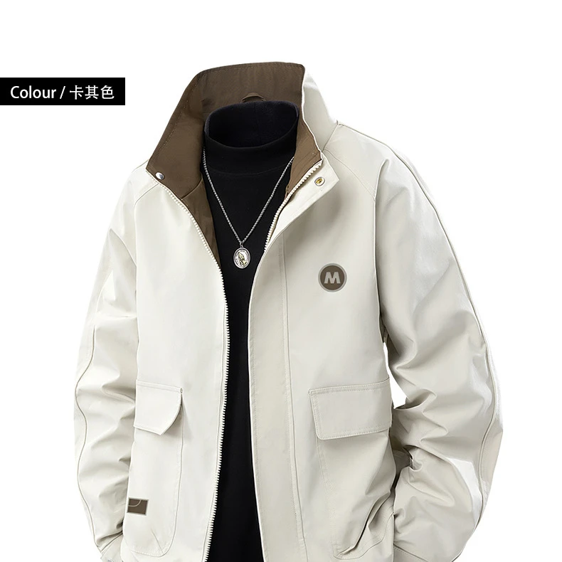 潮流休闲时尚帅气百搭春秋季外套上衣男士立领夹克年秋季中年9801