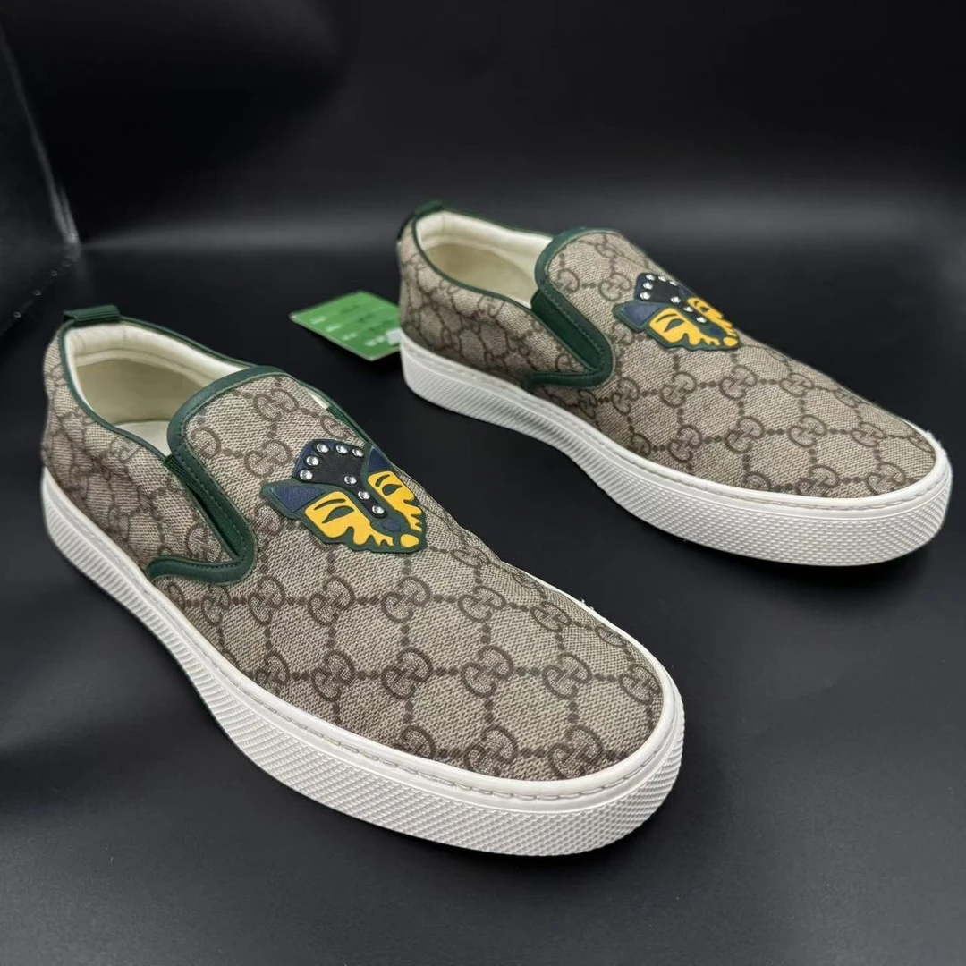 95新 GUCCI/古驰 【AO特惠】41.5欧码 男士棕老花一脚蹬ao721