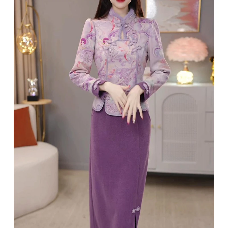 【定制套装】C1723上衣配半身裙优雅气质时尚减龄休闲显瘦收腰冬