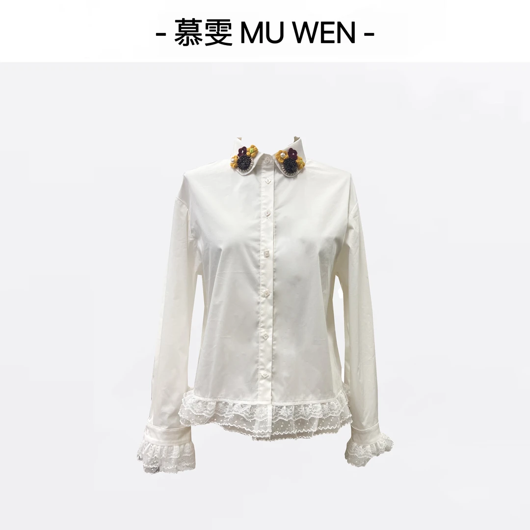 【加分项】精选手工钩花优雅浪漫拼接花边显瘦衬衫251466877