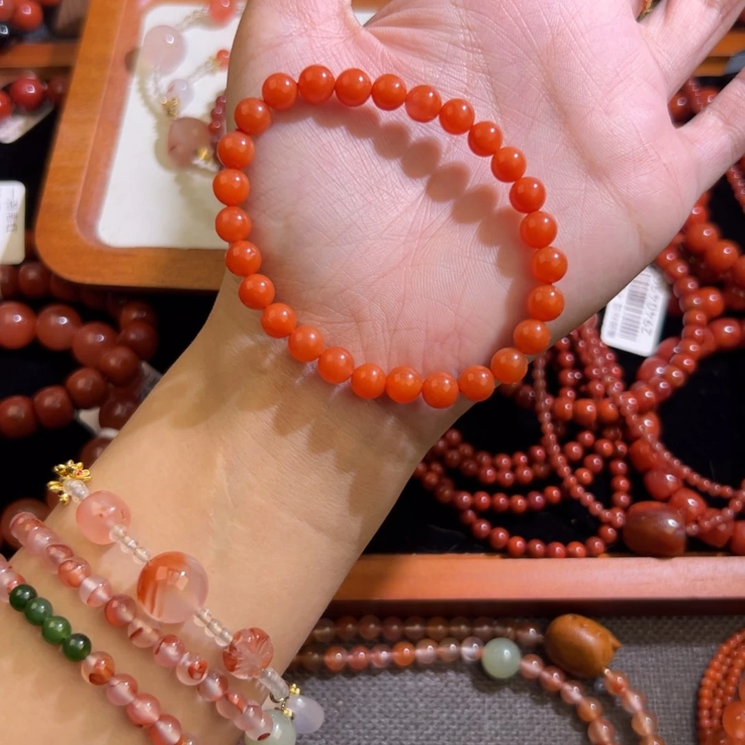 南红玛瑙手串未镶嵌6mm+