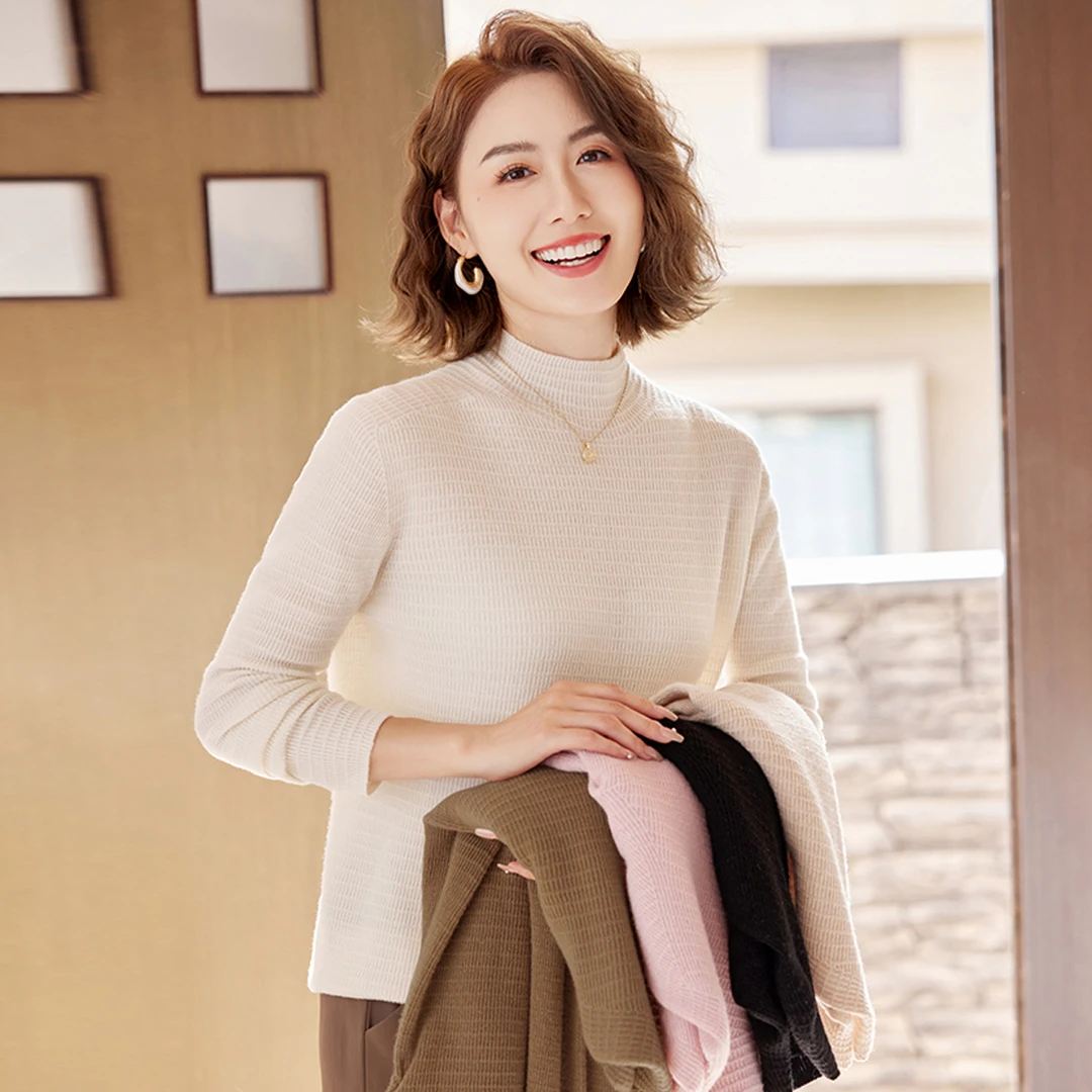 Pstl/帕丝特【卖1送1】时尚百搭绵羊毛衫黑春秋冬半高领打底衫保暖