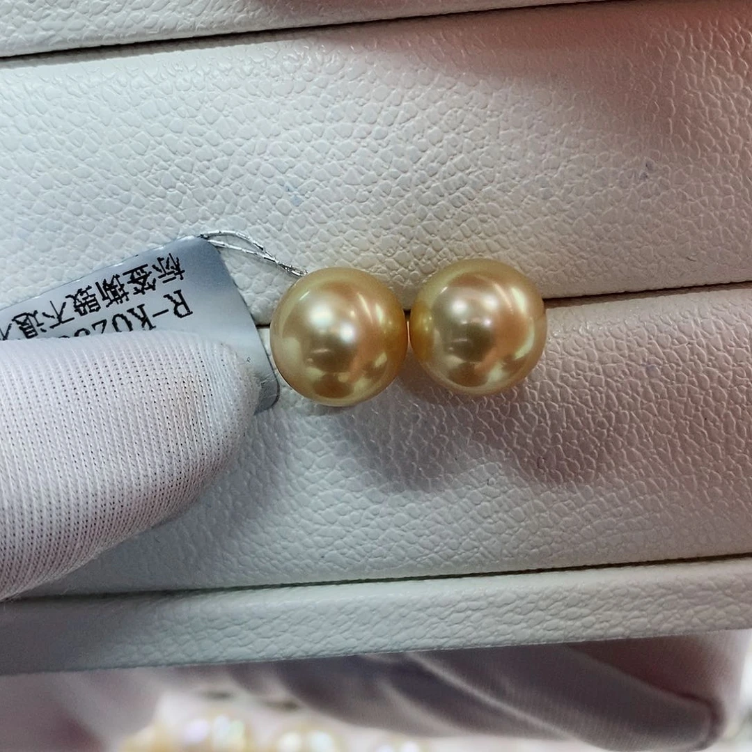 18K金镶嵌耳饰海水珍珠10-11