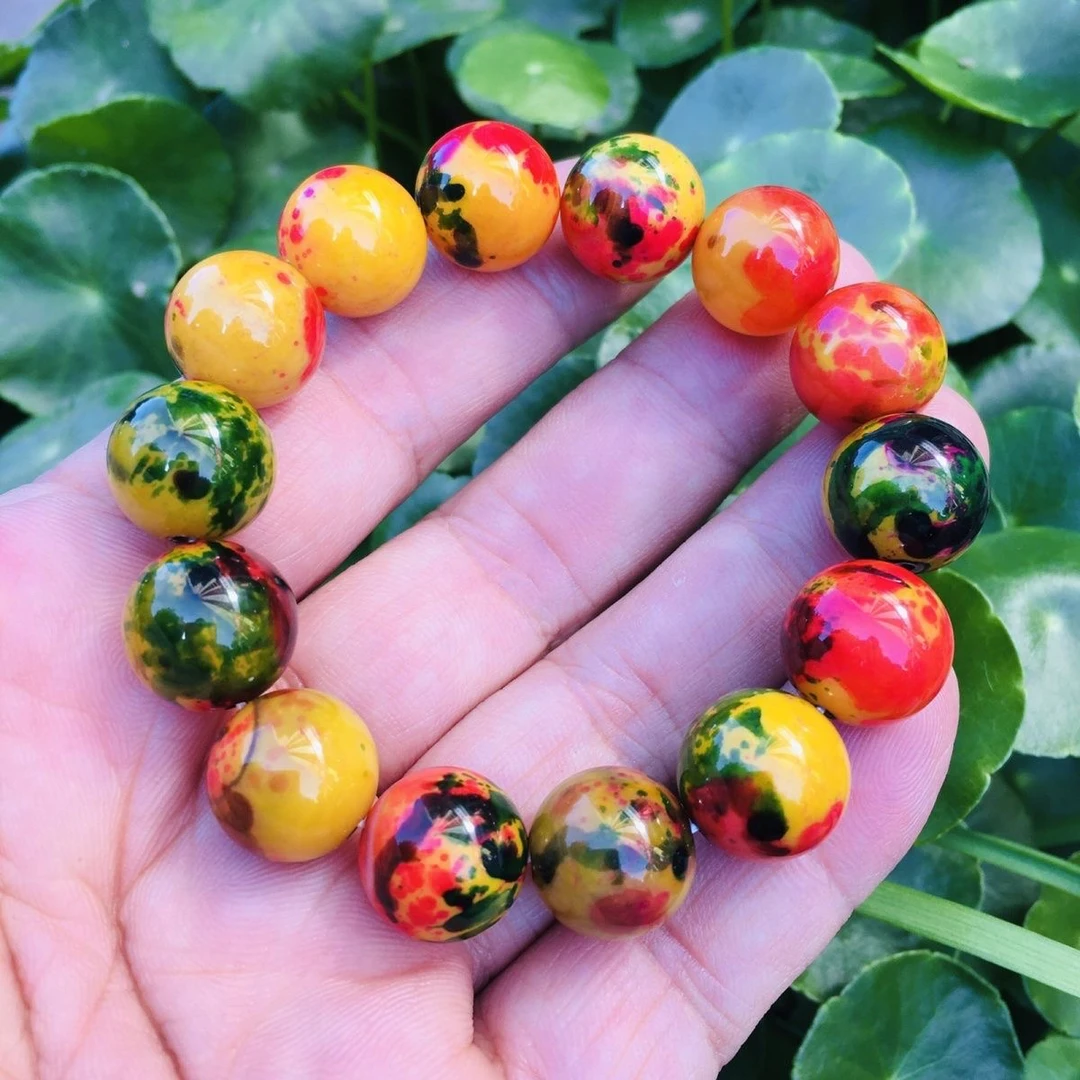 天然正品天地玄黄玛瑙卡14mm手链