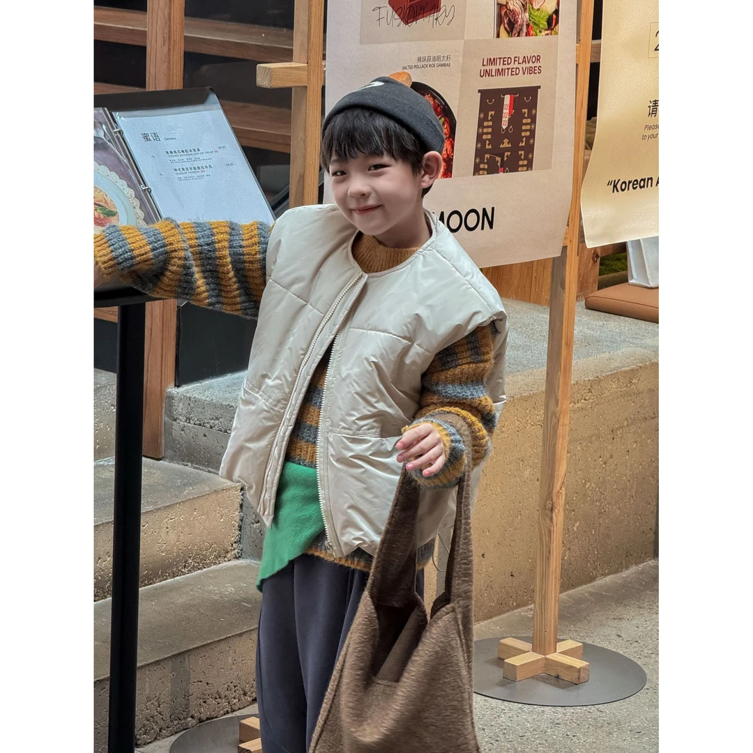 25秋冬新品韩国童装中小童男童加厚百搭保暖短款棉衣马甲