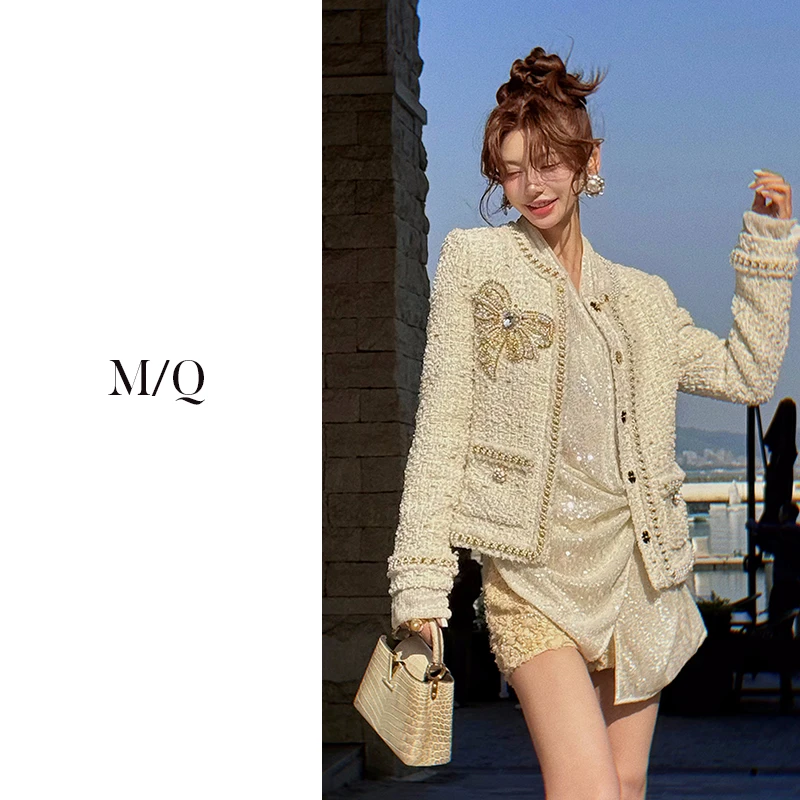 M/Q〔香阀世家〕手工钉珠蝴蝶花小香风外套MQ8145