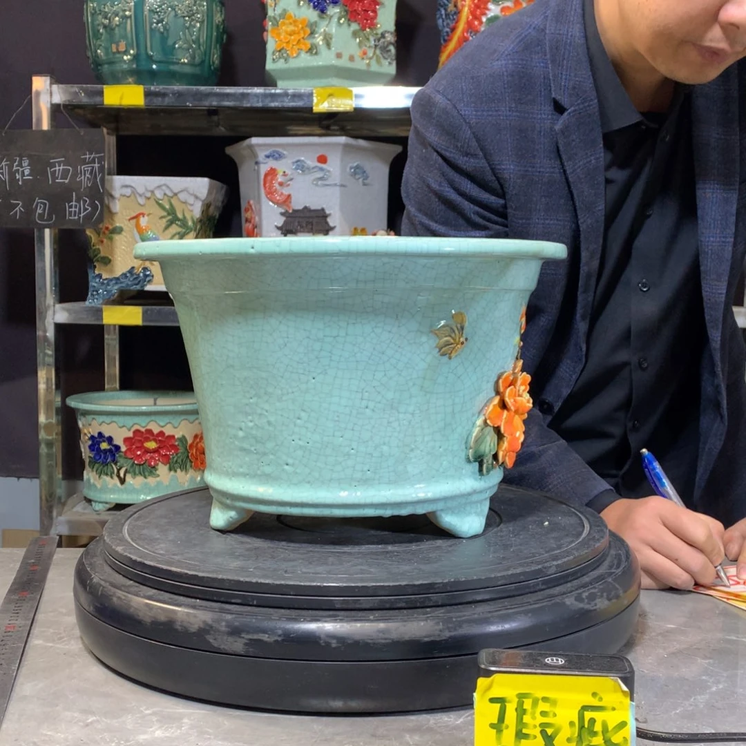 正***景瑕疵石湾盆石湾盆