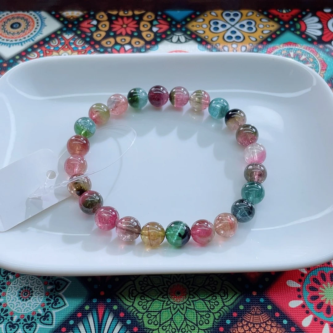 碧玺未镶嵌手链8.2mm左右