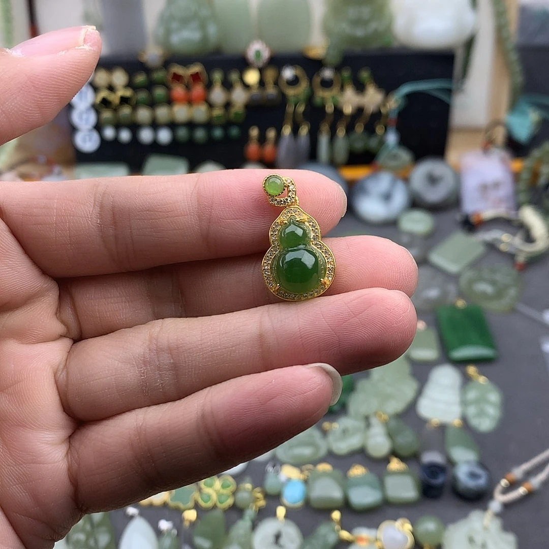 和田玉银S925镶嵌吊坠(不含链)