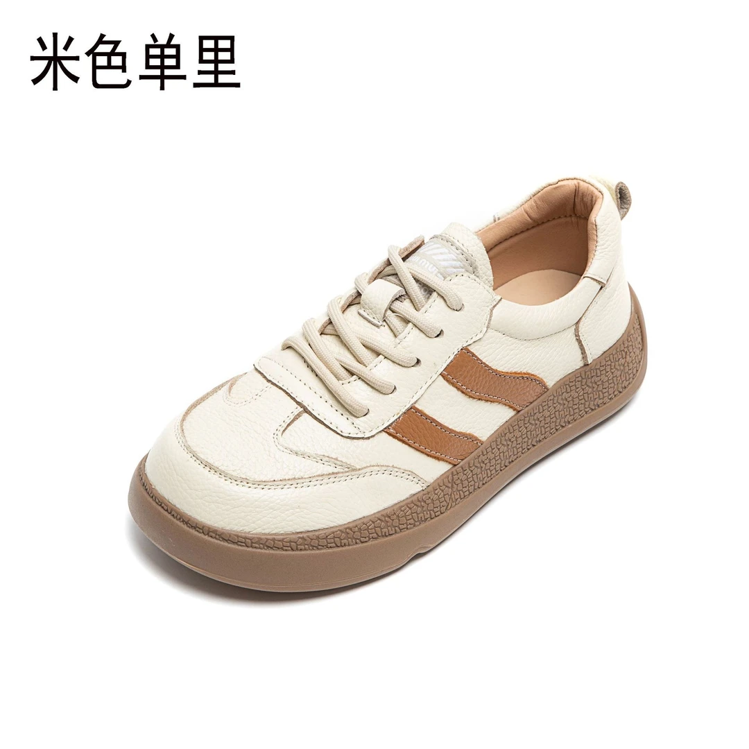 头层牛皮芒果德训鞋鞋头复古板鞋春季舒适轻便百搭软底慵懒风板鞋