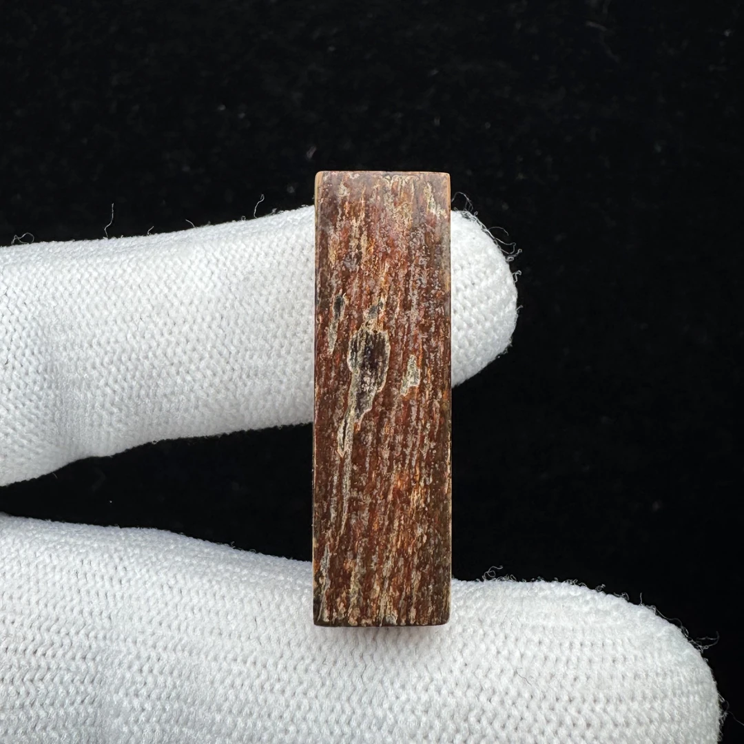 J74-71天然猛犸牙带皮一字三通9.8x32.5mm支持鉴定 假一罚四