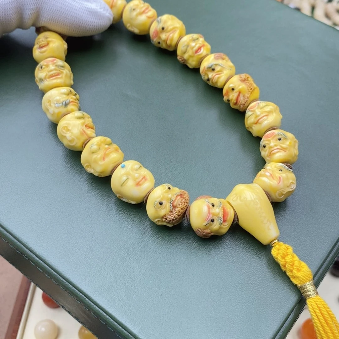 鹿骨手串/手链精工雕刻16mm鹿角根付十八罗汉