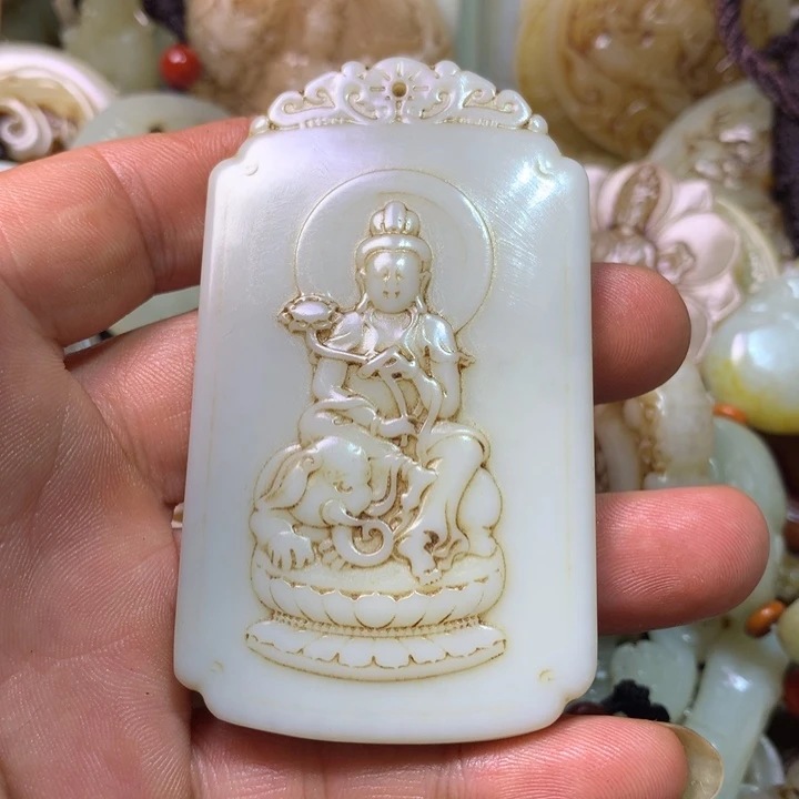 和田玉未镶嵌挂件猫***兵