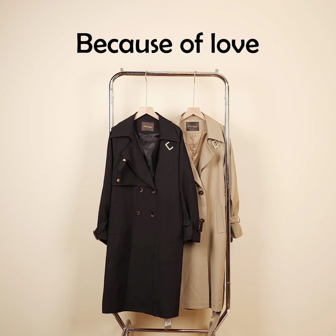 Because of love 李美丽 设计感英伦风中长款风衣外套-902