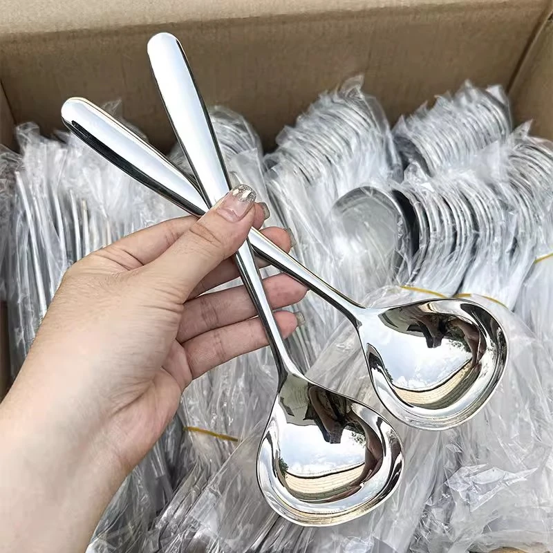 不锈钢勺子【4支装汤勺】家用创意网红餐具吃饭嗦粉长柄大头喝汤勺