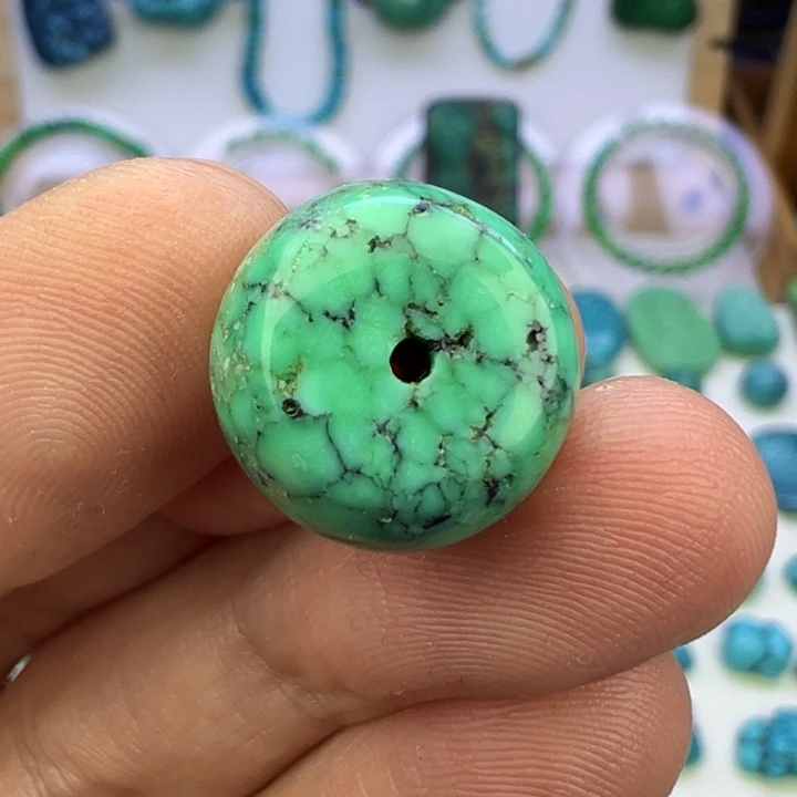 菜籽绿网花鼓珠尺寸14-9