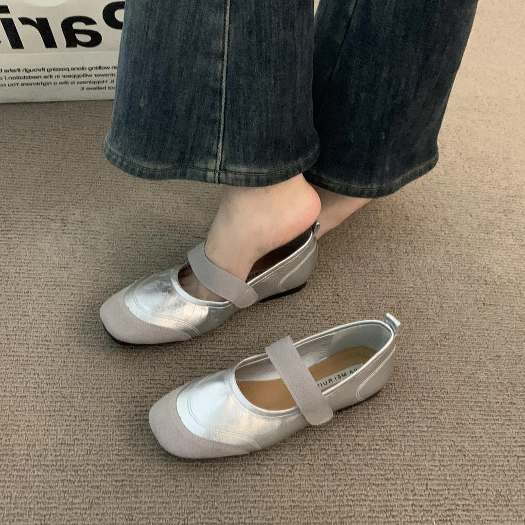 法式小众银色丑萌单鞋女鞋子20245春季绒面气质通勤配裙子晚晚鞋