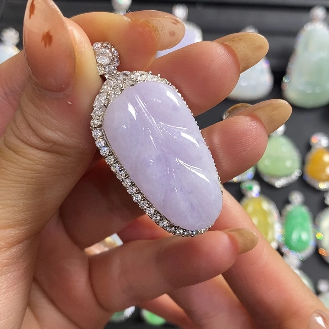 翡翠银S925镶嵌颈饰天然翡翠