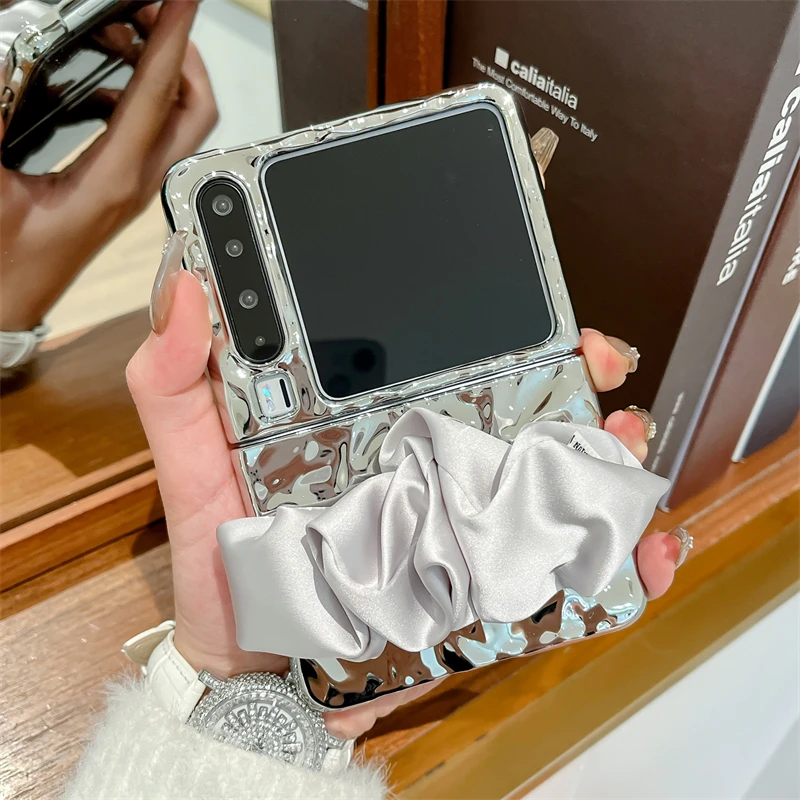 适用华为pura x手机壳电镀水波纹purax折叠屏丝巾腕带女款保护套