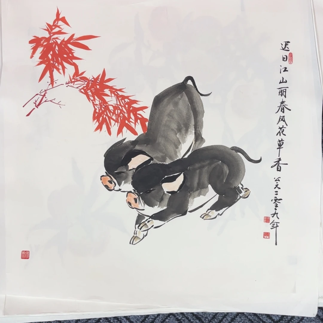 国画四尺斗方花鸟作品