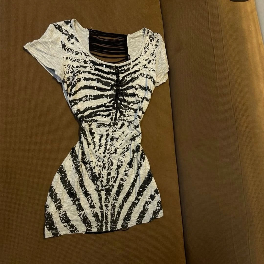 纯棉美式复古着vintage灰色露背连衣裙涩谷摇滚暗黑拼流苏包臀裙