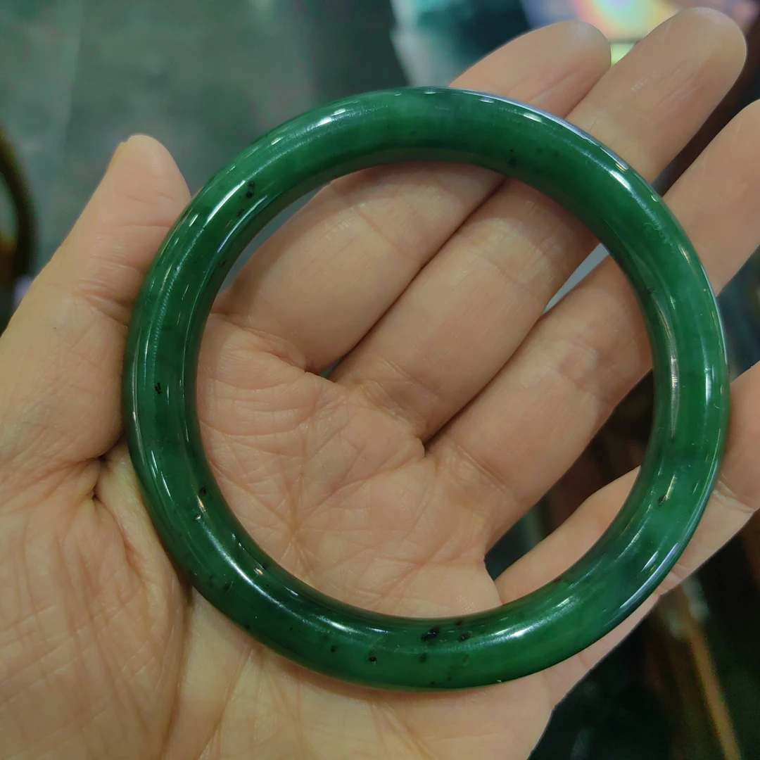 和田玉碧玉圆条女士手镯