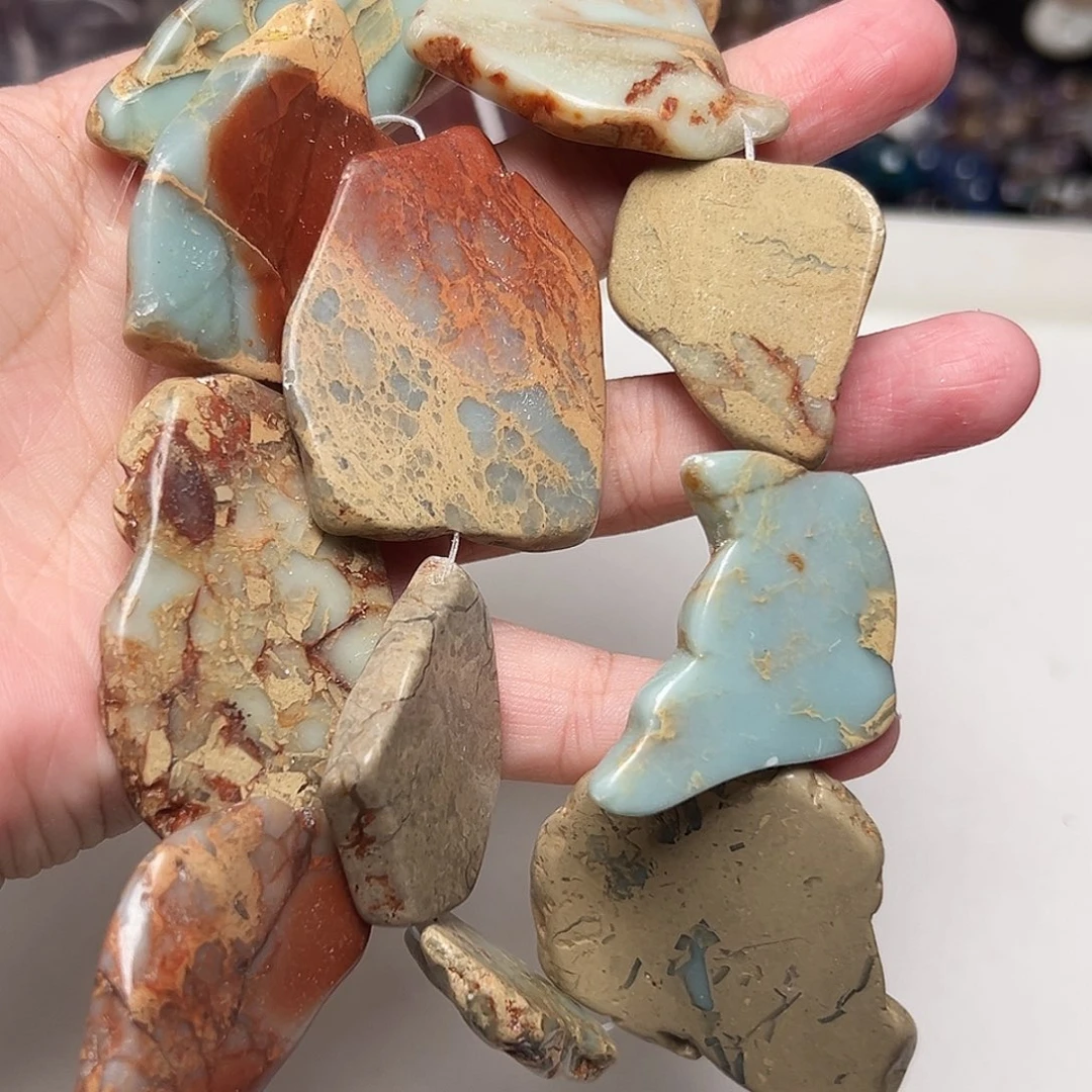 玛瑙/玉髓足银镶嵌珠宝半成品L813天然天河石切片