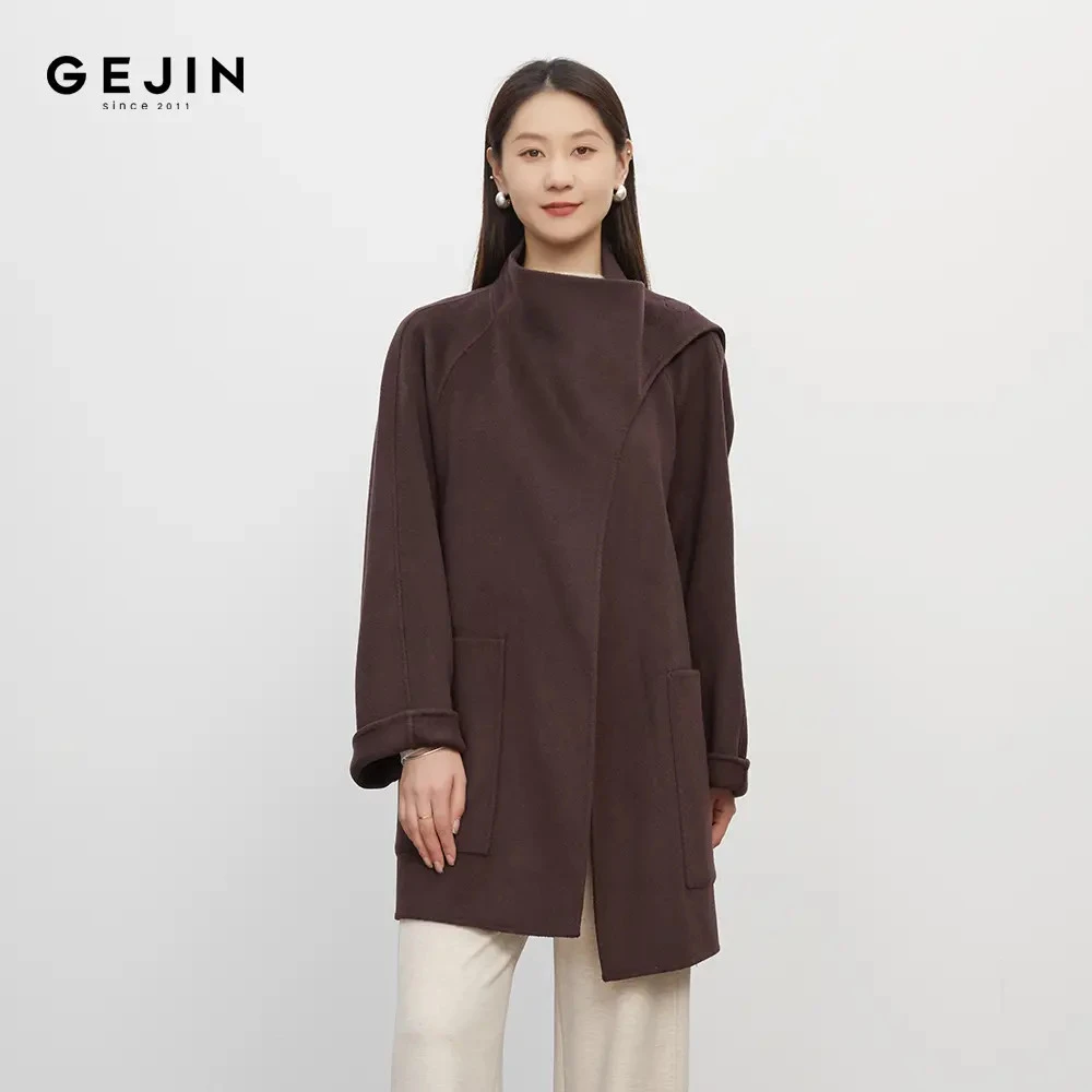 GEJIN/歌锦秋冬新款老钱风优雅知性连领百搭羊毛大衣9352570439
