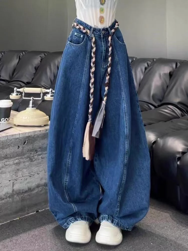 梨形显瘦阔腿秋款阔腿蓝色复古阔腿裤裤子小个子裤子牛仔裤
