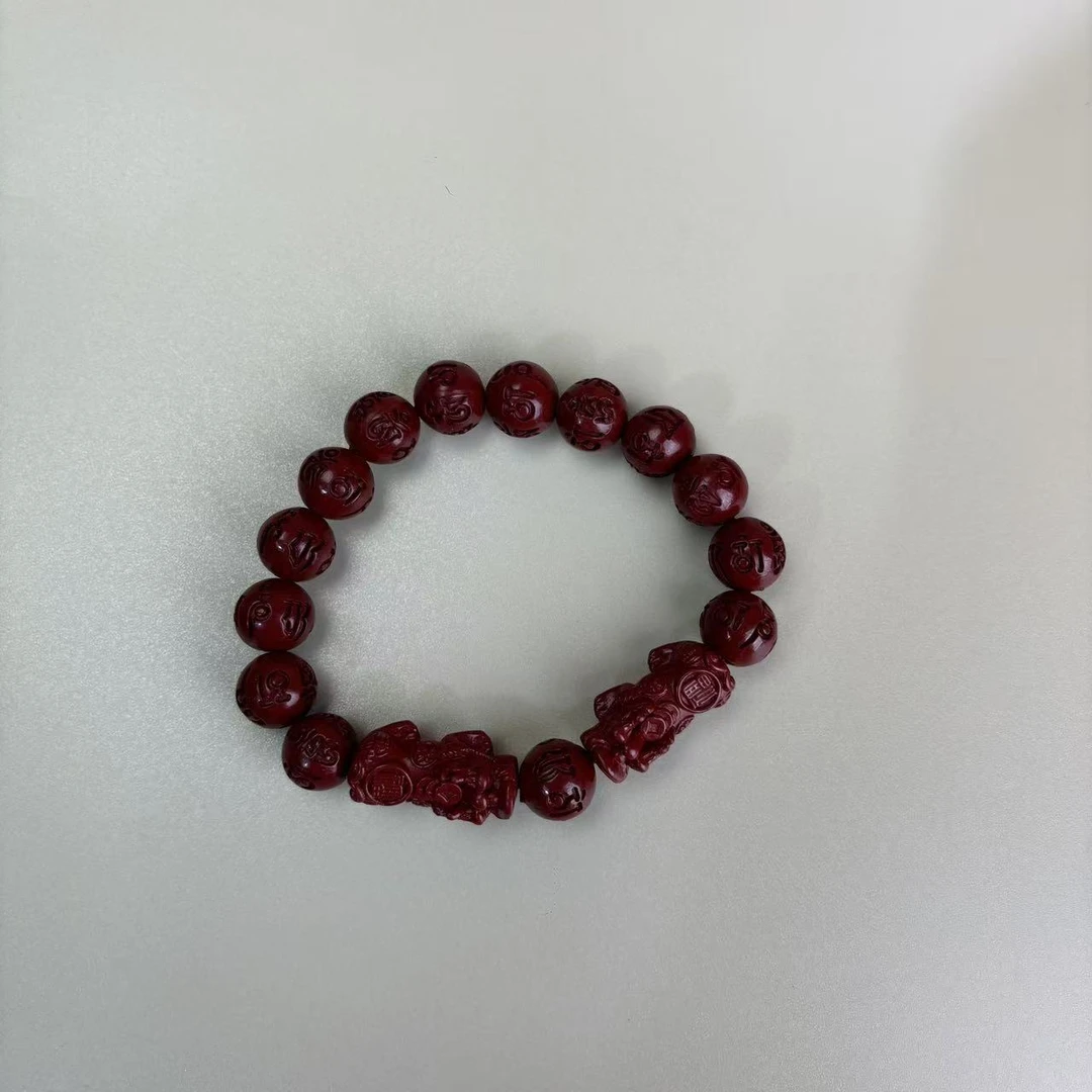 天然辰砂【尚古阁轩】双貔貅zs手串