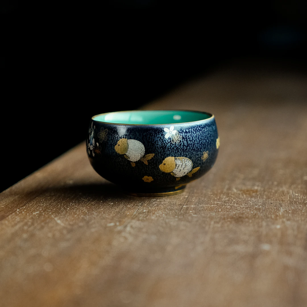 【风禾】龙蛋杯~鎏金天目《富贵有余》(Q8207)