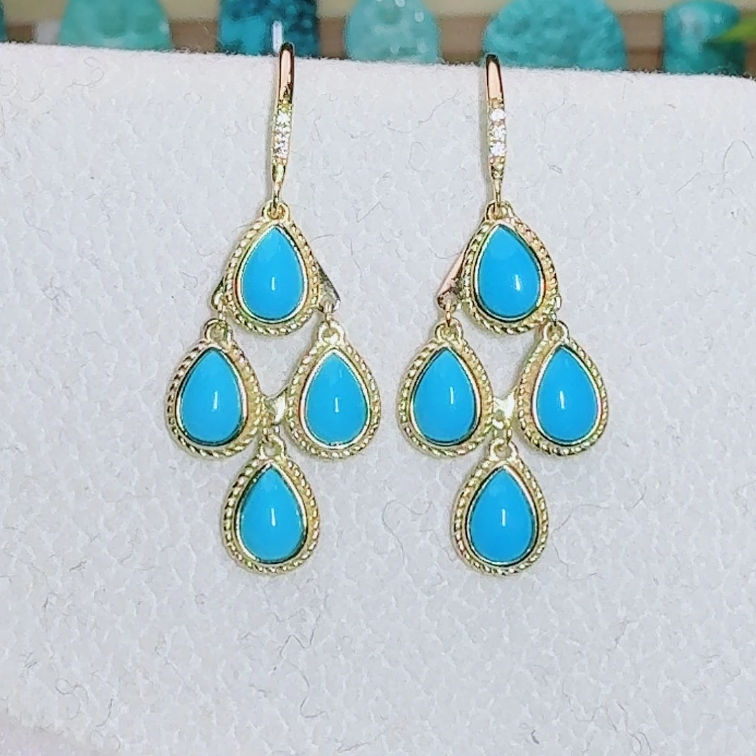 绿松石未镶嵌珠宝奇石大气港风耳环