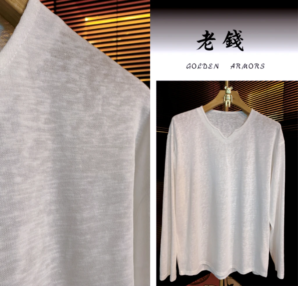 老钱风新款夏日防嗮早秋气质长袖微宽松型V领时尚慵懒风休闲上衣