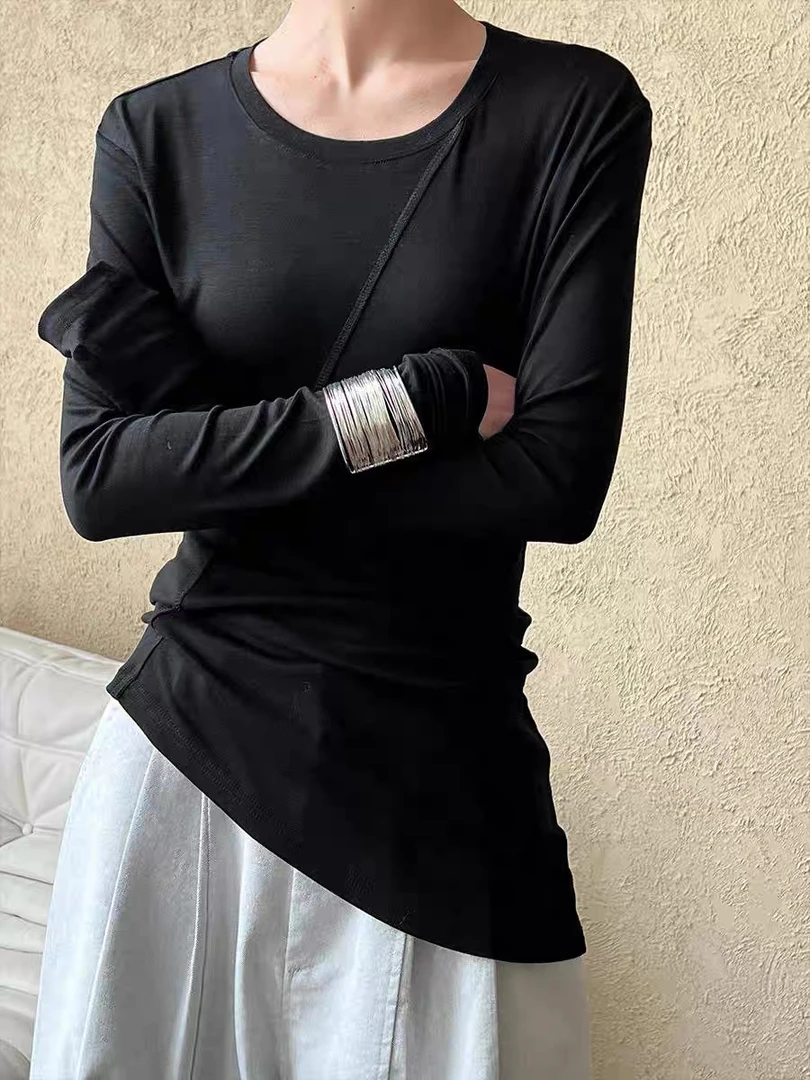 韩系风街头风纯色保暖少女风T恤韩版时尚运动修身