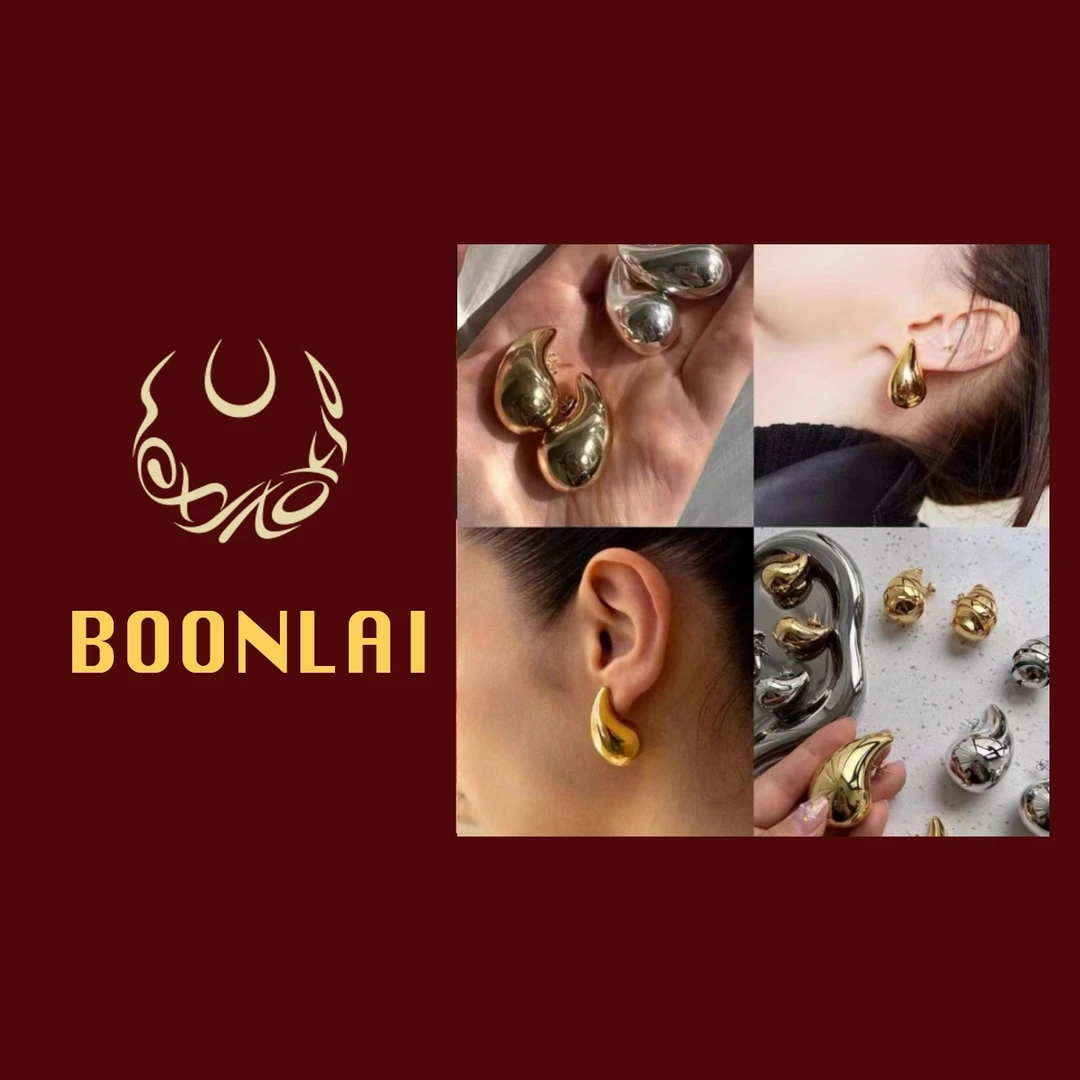 铜合金耳饰 Boonlai金属水滴造型耳环饰品简约金色光面1840