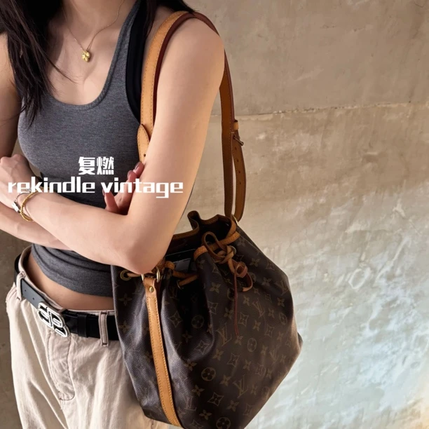 95新 LouisVuitton/路易威登 复燃精选/老花水桶小号单肩包07年