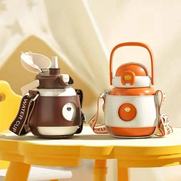 新款儿童小身材大容量直饮吸管手提保温杯(450ml)R2346