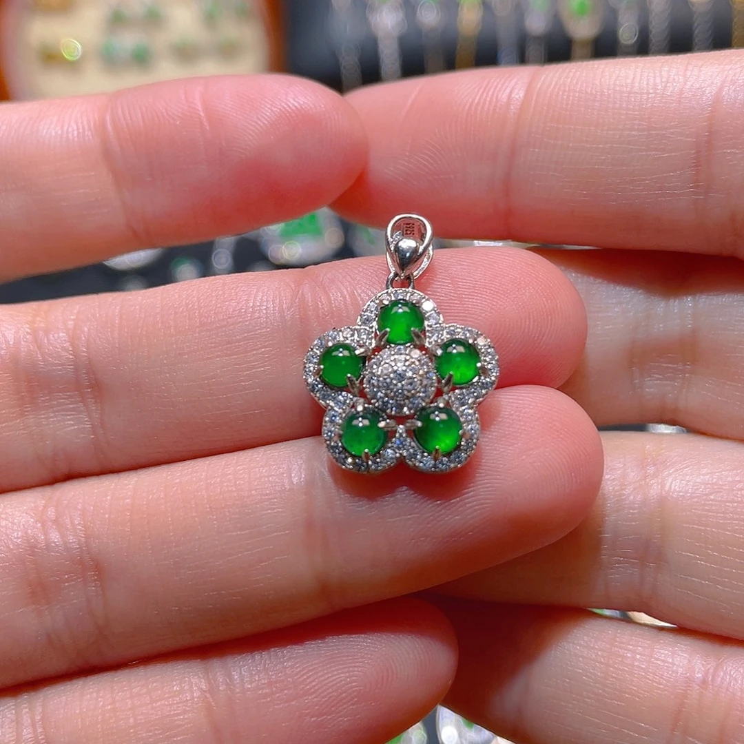 翡翠银S925镶嵌吊坠(不含链)