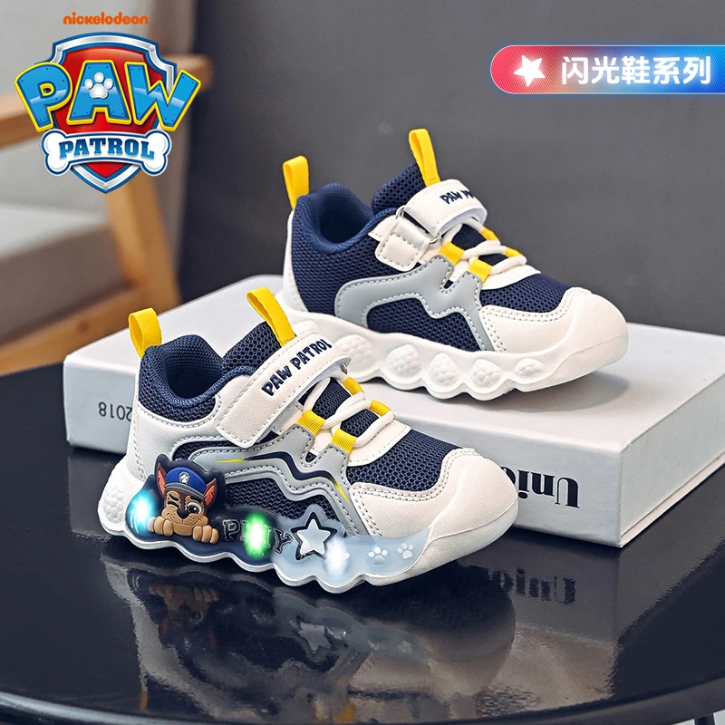 汪汪队儿童男童运动鞋网面2025春秋季新款小童宝宝软底休闲亮灯鞋