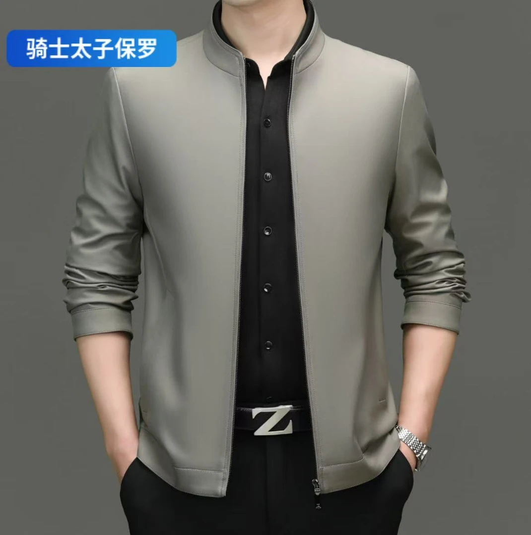 2025春季新款商务休闲舒适百搭行政版男士立领夹克外套