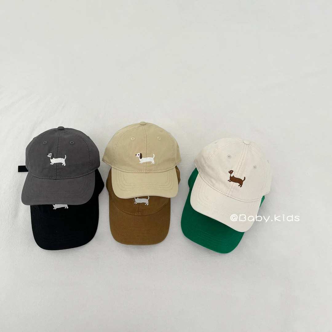 PSM2525新款鸭舌帽小狗刺绣多色可选春夏男童女童时尚休闲百搭